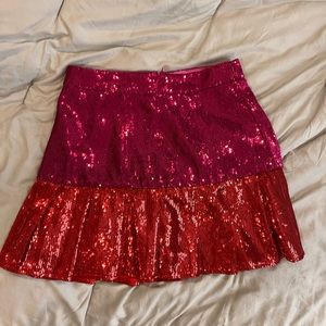 NWOT- QOS Red & Pink Sequin Skirt